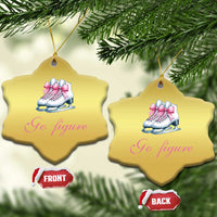 Figure Skater Christmas Ornament Go Figure Coquette Pink Bow Ice Skating - Wonder Print Shop
