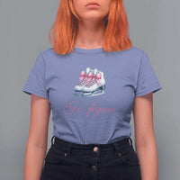 Figure Skater T Shirt For Women Go Figure Coquette Pink Bow Ice Skating - Wonder Print Shop