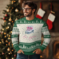 Figure Skater Ugly Christmas Sweater Go Figure Coquette Pink Bow Ice Skating - Wonder Print Shop