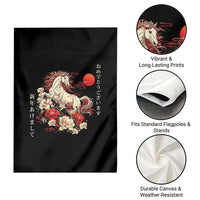 Japanese New Year 2026 Garden Flag Year Of The Horse Botan Flower - Wonder Print Shop