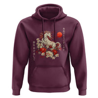 Japanese New Year 2026 Hoodie Year Of The Horse Botan Flower - Wonder Print Shop