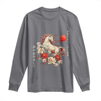 Japanese New Year 2026 Long Sleeve Shirt Year Of The Horse Botan Flower - Wonder Print Shop