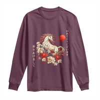 Japanese New Year 2026 Long Sleeve Shirt Year Of The Horse Botan Flower - Wonder Print Shop