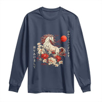 Japanese New Year 2026 Long Sleeve Shirt Year Of The Horse Botan Flower - Wonder Print Shop