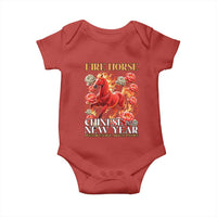 Year of The Fire Horse 2026 Baby Onesie Chinese New Year Peony Flower - Wonder Print Shop