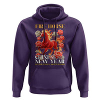 Year of The Fire Horse 2026 Hoodie Chinese New Year Peony Flower - Wonder Print Shop
