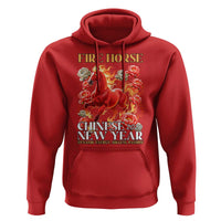 Year of The Fire Horse 2026 Hoodie Chinese New Year Peony Flower - Wonder Print Shop