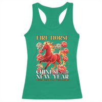 Year of The Fire Horse 2026 Racerback Tank Top Chinese New Year Peony Flower - Wonder Print Shop