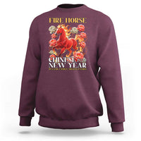 Year of The Fire Horse 2026 Sweatshirt Chinese New Year Peony Flower - Wonder Print Shop