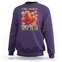 Year of The Fire Horse 2026 Sweatshirt Chinese New Year Peony Flower - Wonder Print Shop