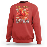 Year of The Fire Horse 2026 Sweatshirt Chinese New Year Peony Flower - Wonder Print Shop