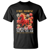 Year of The Fire Horse 2026 T Shirt Chinese New Year Peony Flower - Wonder Print Shop