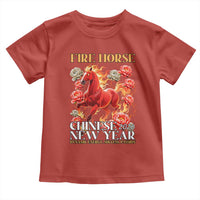 Year of The Fire Horse 2026 Toddler T Shirt Chinese New Year Peony Flower - Wonder Print Shop