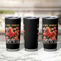 Year of The Fire Horse 2026 Tumbler Cup Chinese New Year Peony Flower - Wonder Print Shop