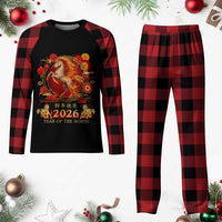 Year of The Fire Horse Plaid Pajama Set Funny Chinese Zodiac Lunar New Year 2026 - Wonder Print Shop