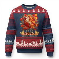 Year of The Fire Horse Ugly Christmas Sweater Funny Chinese Zodiac Lunar New Year 2026 - Wonder Print Shop