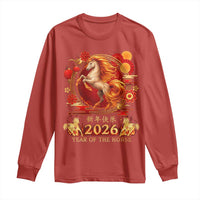 Year of The Fire Horse Long Sleeve Shirt Funny Chinese Zodiac Lunar New Year 2026 - Wonder Print Shop