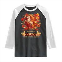 Year of The Fire Horse Raglan Shirt Funny Chinese Zodiac Lunar New Year 2026 - Wonder Print Shop