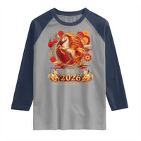 Year of The Fire Horse Raglan Shirt Funny Chinese Zodiac Lunar New Year 2026 - Wonder Print Shop