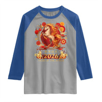 Year of The Fire Horse Raglan Shirt Funny Chinese Zodiac Lunar New Year 2026 - Wonder Print Shop