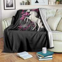 Japanese New Year 2026 Throw Blanket Year Of The Horse Sakura Cherry Blossom Shrine