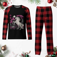 Japanese New Year 2026 Plaid Pajama Set Year Of The Horse Sakura Cherry Blossom Shrine - Wonder Print Shop