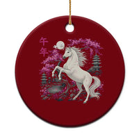 Japanese New Year 2026 Ceramic Ornament Year Of The Horse Sakura Cherry Blossom Shrine - Wonder Print Shop