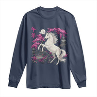 Japanese New Year 2026 Long Sleeve Shirt Year Of The Horse Sakura Cherry Blossom Shrine - Wonder Print Shop