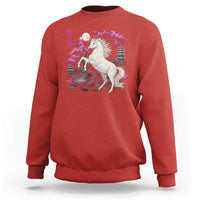 Japanese New Year 2026 Sweatshirt Year Of The Horse Sakura Cherry Blossom Shrine - Wonder Print Shop