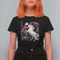 Japanese New Year 2026 T Shirt For Women Year Of The Horse Sakura Cherry Blossom Shrine - Wonder Print Shop