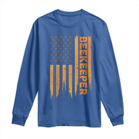 Beekeeping American Flag Honeycomb Honey Bees Beekeeper Long Sleeve Shirt