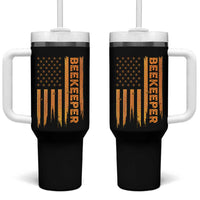 Beekeeping American Flag Honeycomb Honey Bees Beekeeper Tumbler With Handle