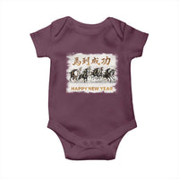Year of The Horse 2026 Baby Onesie Happy New Year Gallop Of The 8 Horses