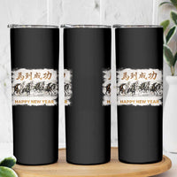 Year of The Horse 2026 Skinny Tumbler Happy New Year Gallop Of The 8 Horses