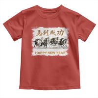 Year of The Horse 2026 Toddler T Shirt Happy New Year Gallop Of The 8 Horses