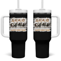 Year of The Horse 2026 Tumbler With Handle Happy New Year Gallop Of The 8 Horses