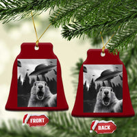 Funny Groundhog Selfie With Alien UFOs Weird Ground Hog Day Ceramic Ornament - Wonder Print Shop