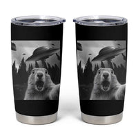 Funny Groundhog Selfie With Alien UFOs Weird Ground Hog Day Tumbler Cup - Wonder Print Shop