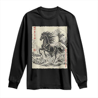 Japanese New Year 2026 Long Sleeve Shirt Year Of The Horse Tsunami Ukiyo e Art - Wonder Print Shop