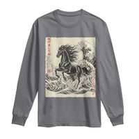 Japanese New Year 2026 Long Sleeve Shirt Year Of The Horse Tsunami Ukiyo e Art - Wonder Print Shop