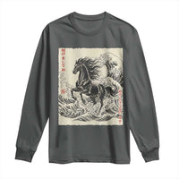 Japanese New Year 2026 Long Sleeve Shirt Year Of The Horse Tsunami Ukiyo e Art - Wonder Print Shop