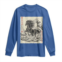 Japanese New Year 2026 Long Sleeve Shirt Year Of The Horse Tsunami Ukiyo e Art - Wonder Print Shop