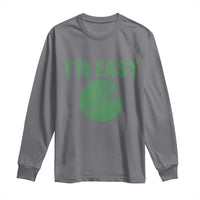 Funny I'm Easy Snowboard Ski Long Sleeve Shirt Green Circle Retro Mountain Sign - Wonder Print Shop