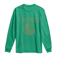 Funny I'm Easy Snowboard Ski Long Sleeve Shirt Green Circle Retro Mountain Sign - Wonder Print Shop