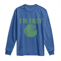 Funny I'm Easy Snowboard Ski Long Sleeve Shirt Green Circle Retro Mountain Sign - Wonder Print Shop