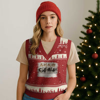 Year of The Horse 2026 V-Neck Knit Sweater Vest Gallop Of The 8 Horses Lunar New Year