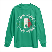 Funny Irish Temper Italian Attitude Long Sleeve Shirt Irish Italian Pride Vintage Shamrock
