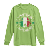 Funny Irish Temper Italian Attitude Long Sleeve Shirt Irish Italian Pride Vintage Shamrock