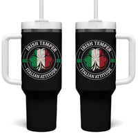 Funny Irish Temper Italian Attitude Tumbler With Handle Irish Italian Pride Vintage Shamrock