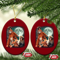 Baby Monkey Punch Ceramic Ornament Three Punch Moon Orange Toy